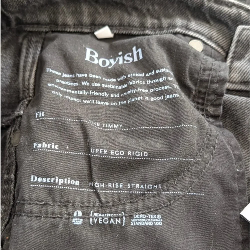 Boyish The Timmy Ultra High-Rise Straight Jeans Womens 29 Black Denim Ankle
